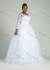 Wholesale Women's Glamorous Embroidery Bateau Neck Beaded Applique Corset Bodice Classic Tulle Wedding Dress 970# - Liuhuamall