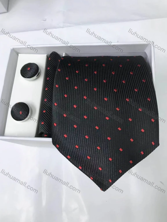 Wholesale Men's Business Allover Print Tie & Pocket Square & Pair Cufflinks Sets