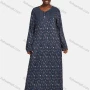 Wholesale Women's Vintage Lounge Long Sleeve Button Front Drop Shoulder Rhinestone Allover Floral Print Splicing Maxi Nightgown preview