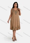 Wholesale Women's Plus Size Elegant Scoop Neck Sleeveless Embroidery Knee Length Tank Dress - Liuhuamall