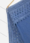 Wholesale Women's Casual Plain 3/4 Sleeve Boat Neck Lace Denim Blouse - Liuhuamall