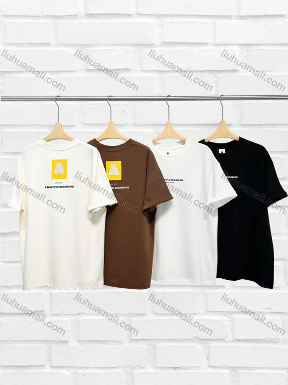 Wholesale Men's Casual Letter Print Round Neck Drop Shoulder Short Sleeve T-shirts N8056#
