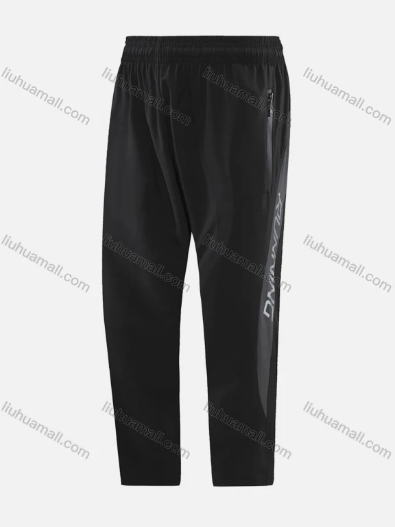 Wholesale Men's Casual & Sporty Striped & Letter Print Elastic Waist Cropedd Tight Pants 0809#