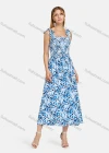 Wholesale Women's Casual Ruched Plant Print Shirred Lace Up Straps Maxi Cami Dress - Liuhuamall