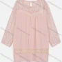 Wholesale Women's Casual Long Sleeve Keyhole Neck Lace Oversized Blouse preview