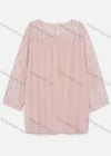 Wholesale Women's Casual Long Sleeve Keyhole Neck Lace Oversized Blouse - Liuhuamall