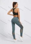 Wholesale Women's High Waist Plain Mesh Splicing Workout Leggings - Liuhuamall