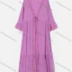 Wholesale Women's Flowy 3/4 Sleeve Open Front Lace Trim Beachwear Long Cardigan Cover Up Purple Clothing Wholesale Market Liuhua