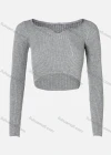 Wholesale Women's Sweetheart Neck Plain Long Sleeve Rib-Knit Crop Top - Liuhuamall