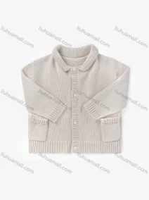 Wholesale Baby's Lapel Long Sleeve Dual Pockets Button Front Sweater Cardigan, LIUHUA CLOTHING WHOLESALE