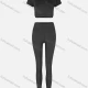 Wholesale Women's Sporty Quick Dry Short Sleeve Top & Patch Pockets Leggings Set 9989# 1# Clothing Wholesale Market Liuhua
