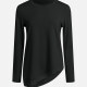 Women's Casual Long Sleeve Crew Neck Plain Fake 2-piece Asymmetrical Hem Blouse 1# Clothing Wholesale Market -LIUHUA