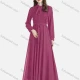 Wholesale Women's Elegant Chiffon Plain Tie Neck Ruffle Trim Lace Up Pleated Maxi Dress 2# Clothing Wholesale Market Liuhua