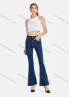 Wholesale Women's Casual High Waist Frayed Raw Hem Ankle Length Flared Leg Jean - Liuhuamall