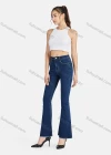Wholesale Women's Casual High Waist Frayed Raw Hem Ankle Length Flared Leg Jean - Liuhuamall