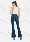 Wholesale Women's Casual High Waist Frayed Raw Hem Ankle Length Flared Leg Jean - Liuhuamall