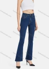 Wholesale Women's Casual High Waist Frayed Raw Hem Ankle Length Flared Leg Jean - Liuhuamall