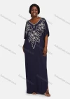 Wholesale Women's African Embroidery Robe Short Sleeve Kaftan Curved Hem Plus Size Maxi Dress - Liuhuamall