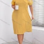 Wholesale Women's Milk Silk Pin Dot Print Splicing Short Sleeve Crew Neck Lounge Midi Nightdress DM1317# preview