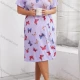 Wholesale Women's Milk Silk Butterfly Print Short Sleeve Crew Neck Lounge Midi Nightdress DM1317-01# Lavender Clothing Wholesale Market Liuhua