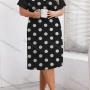 Wholesale Women's Milk Silk Polka Dot Print Short Sleeve Crew Neck Lounge Midi Nightdress DM1317-03# preview