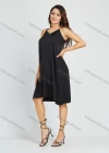 Wholesale Women's Casual Sleeveless Spaghetti Strap V Neck Tassel Plain Knee Length Dress - Liuhuamall