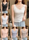 Wholesale Women's Casual Plain Ribbed Lace Trim Slim Fit Cami Top - Liuhuamall