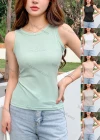 Wholesale Women's Casual Round Neck Plain Ribbed Slim Fit Tank Top - Liuhuamall