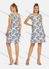 Wholesale Women's Casual Floral Print Lace Trim Bow Knot Short Sleeve Knee Length Dress y01# - Liuhuamall