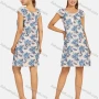 Wholesale Women's Casual Floral Print Lace Trim Bow Knot Short Sleeve Knee Length Dress y01# preview