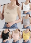 Wholesale Women's Casual Plain Letter Scoop Neck Tank Top W170# - Liuhuamall