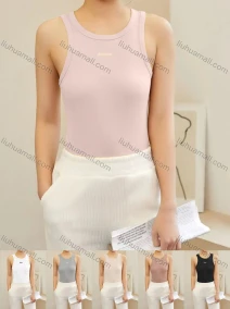 Wholesale Women's Casual Plain Letter Crew Neck Tank Top W090#, LIUHUA CLOTHING WHOLESALE
