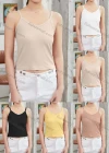 Wholesale Women's Casual Plain Spaghetti Strap Crop Cami Top W051# - Liuhuamall