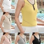 Wholesale Women's Casual Plain Button Decor Letter Scoop Neck Tank Top W013# preview