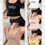 Wholesale Women's Casual Plain Letter Scoop Neck Crop Tank Top B389# preview