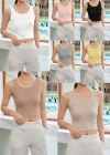 Wholesale Women's Casual Plain Scoop Neck Button Front Crop Tank Top B063# - Liuhuamall