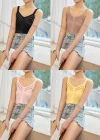 Wholesale Women's Casual Plain Chevron Button Decor Cami Top B020# - Liuhuamall