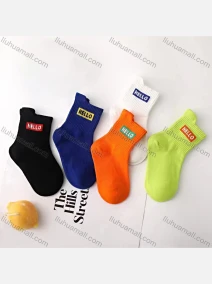 Wholesale Boys Casual Letter Graphic Crew Ankle Socks, LIUHUA CLOTHING WHOLESALE