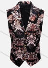 Wholesale Men's Vintage Lapel Allover Print Single Breasted Silky Waistcoat - Liuhuamall
