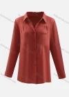 Wholesale Women's Stand Collar Long Sleeve Dual Pockets Button Front Solid Shirt - Liuhuamall