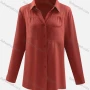 Wholesale Women's Stand Collar Long Sleeve Dual Pockets Button Front Solid Shirt preview