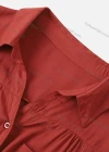 Wholesale Women's Stand Collar Long Sleeve Dual Pockets Button Front Solid Shirt - Liuhuamall