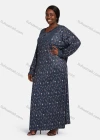 Wholesale Women's Vintage Lounge Long Sleeve Button Front Drop Shoulder Rhinestone Allover Floral Print Splicing Maxi Nightgown - Liuhuamall