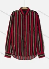 Wholesale Men's Casual Long Sleeve Button Down Curved Hem Multicolor Striped Shirts - Liuhuamall