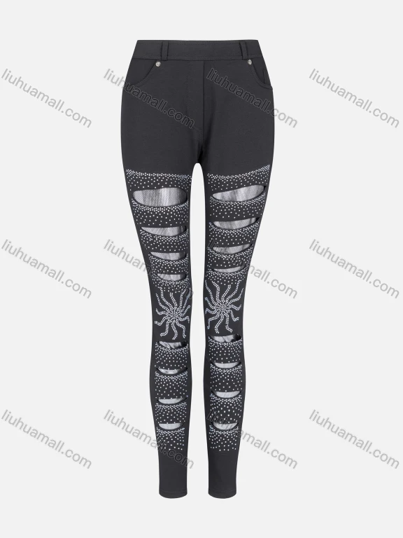 Wholesale Women's Fashion Skinny Sequin Mesh Long Plain Legging