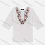 Wholesale Women's Casual Embroidery Floral Print Crew Neck Lace Up Half Sleeve Blouse A1309-3# preview