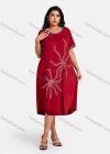 Wholesale Women's Plus Size Elegant Crew Neck Short Sleeve Embroidery Knee Length Dress - Liuhuamall