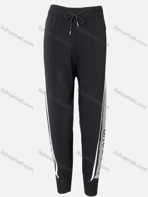 Wholesale Women's Rivet Detail Letter Graphic Drawstring Rib-Knit Pants