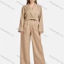 Wholesale Women's Formal Lapel Long Sleeve Plain Crop Suit Jackets 2-piece Set preview
