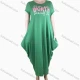 Wholesale Women's African Plus Size Crew Neck Letter Short Sleeve Patch Pocket Loose Fit Dress 8814# Green Clothing Wholesale Market Liuhua